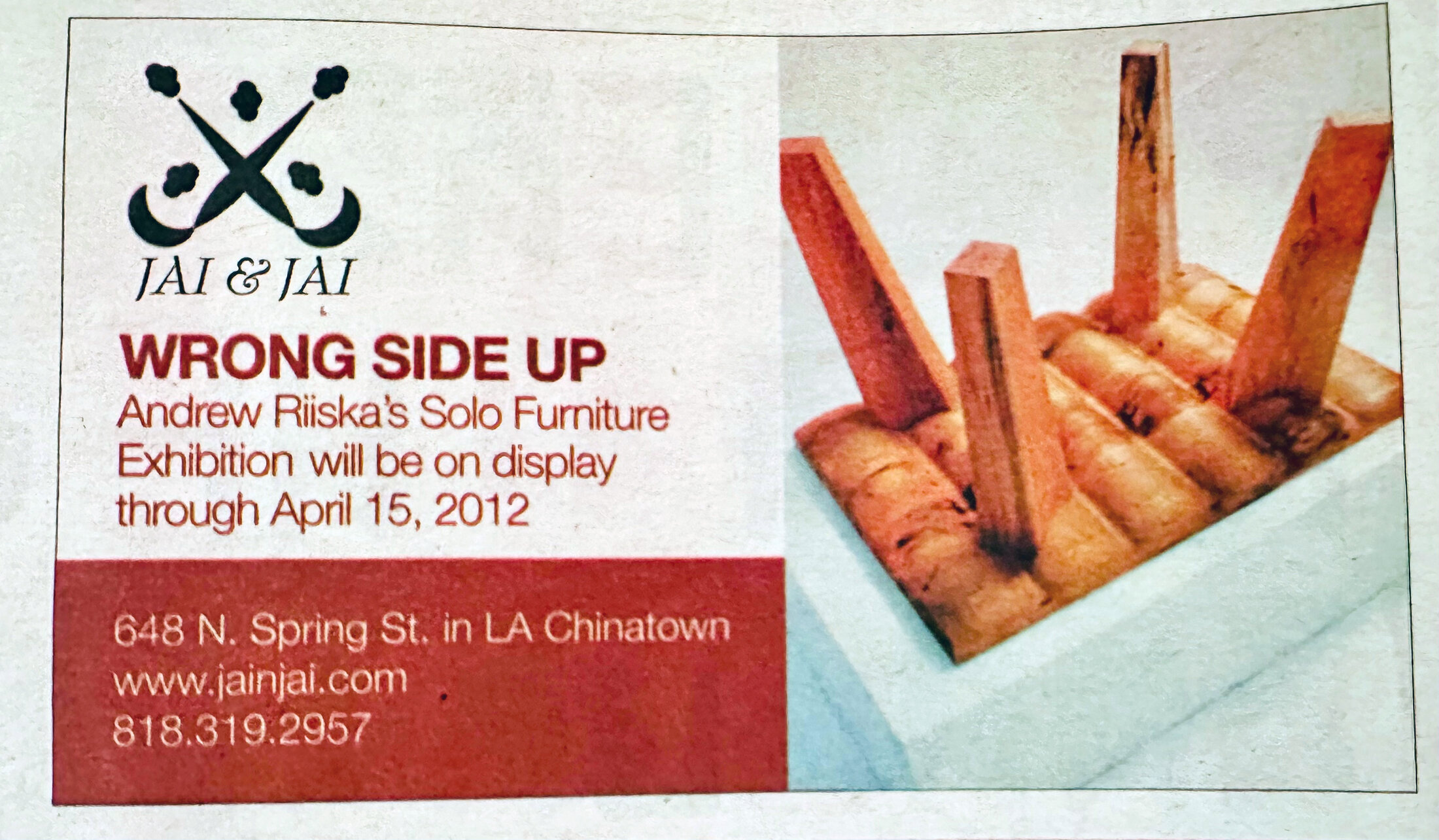 Wrong Side Up gallery ad, Jai & Jai